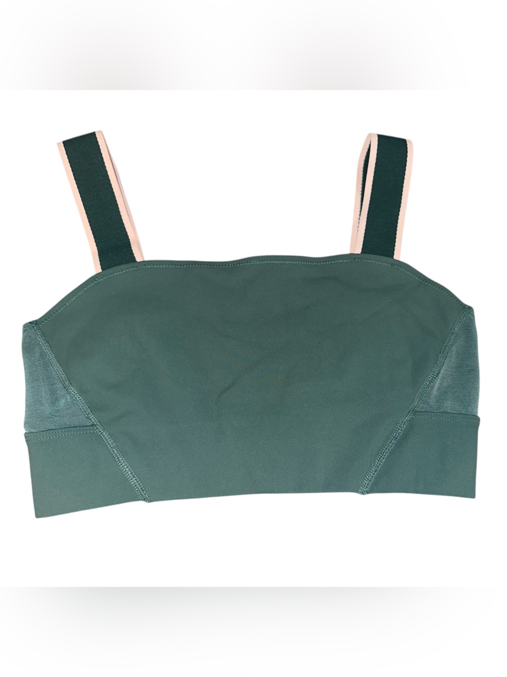 Dark Green Nike Balance Sports Bra with Pink-Trim Straps